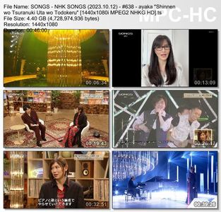 [TV-Variety] NHK SONGS (2023.10.12) - 第638回 絢香 "信念を貫き 歌を届ける"